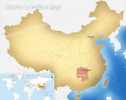 Hunan's location in China
