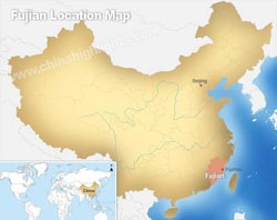 Fujian's location in China