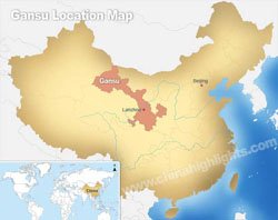 Gansu's location in China