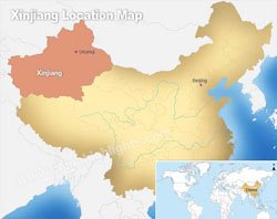 Xinjiang's location in China