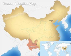 Yunnan's location in China