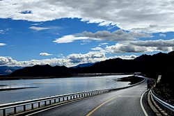 The Road in Tibet beside the Lake