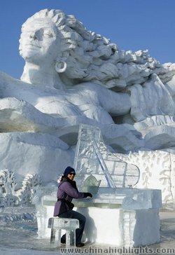 Snow Sculptures during Harbin International Ice and Snow Festival