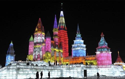 Ice sculptures during Harbin Ice & Snow Festival
