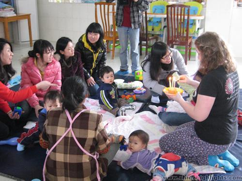 They are celebrating the birthday for a three years old child.
