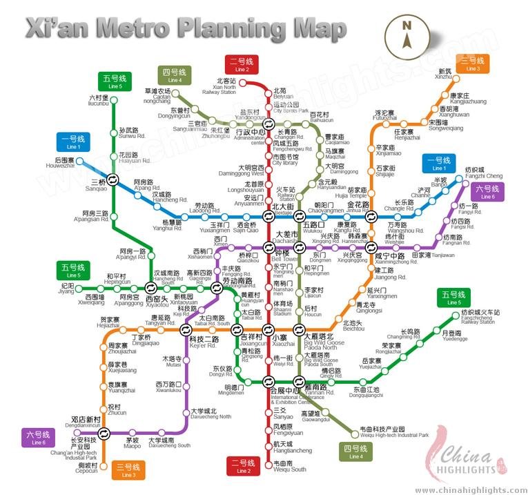 Our Xi'an Subway map is diagrammatic, showing Xi'an's 5 subway lines ...