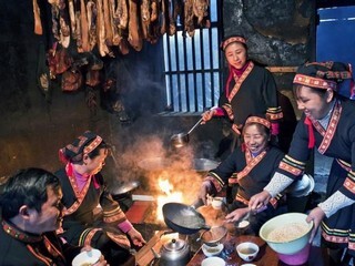 Ethnic People Making Oil Tea