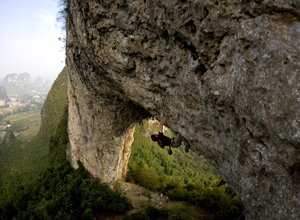 A guy is climbing
