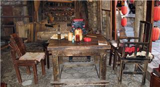 Inside a restaurant in the ancient town