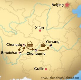 Chengdu Yangtze Tour Map