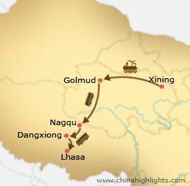 Xining Lhasa Tour Map