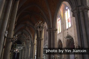 Colorful Windows inside of the Sacred Heart Cathedral