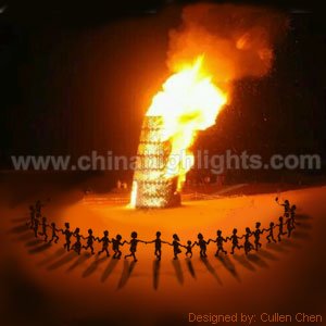 burning pagodas