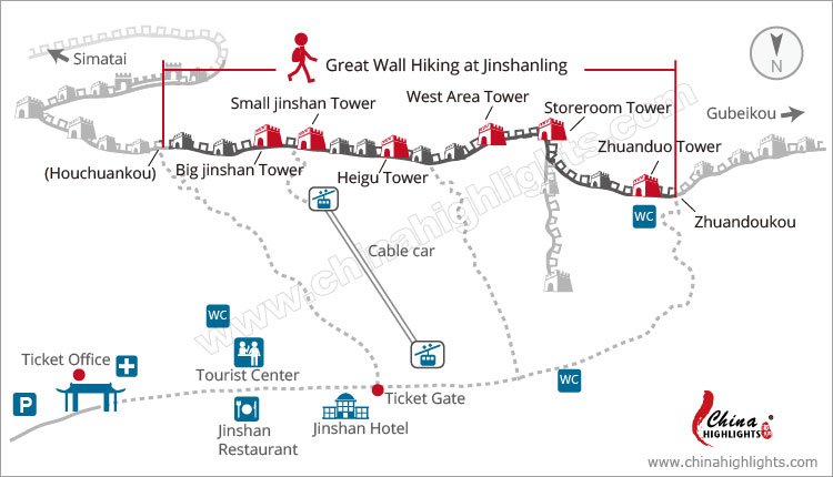 Great Wall Hiking Map at Jinshanling
