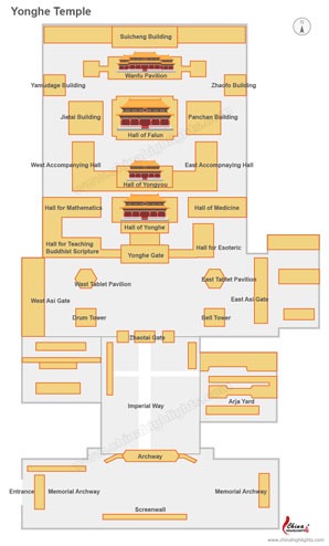 Tourist Map of Beijing Lama Temple/Yonghe Temple