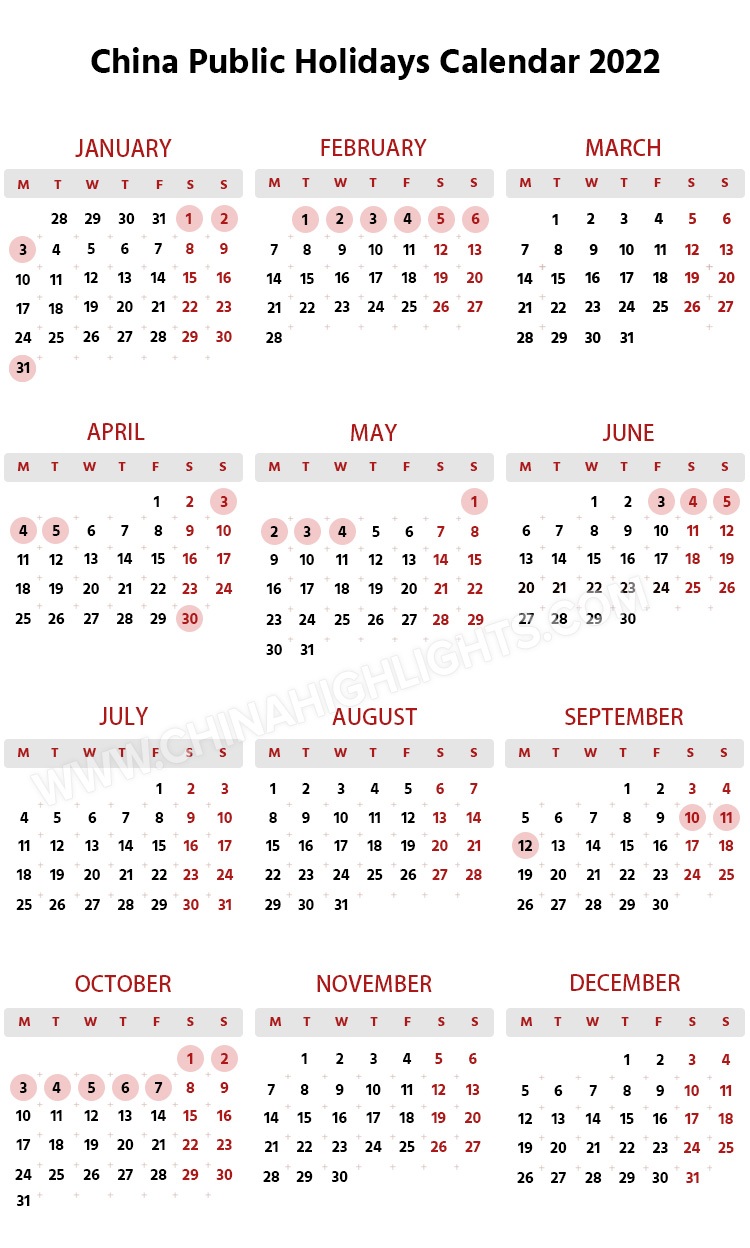 Chinese Holiday Calendar 2022 Holidays In China In 2022, A Full List Is Here!
