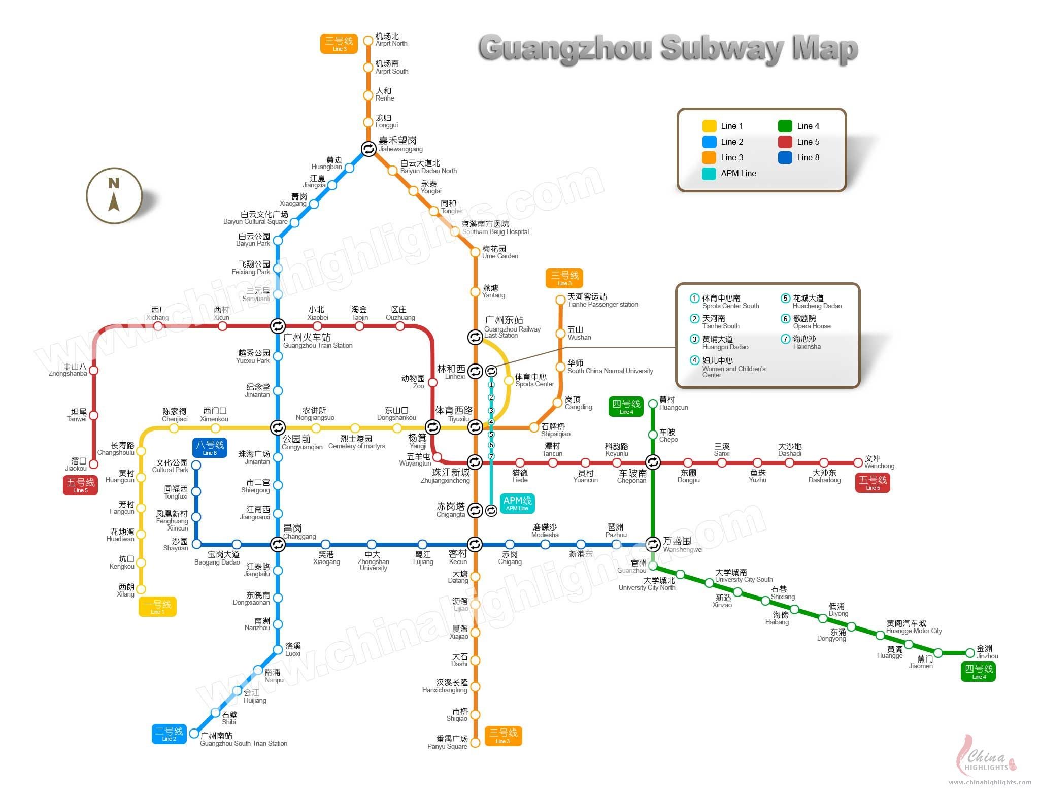 Guangzhou Map, Map of Guangzhou, Guangzhou City Map, China Highlights