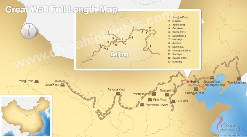 中国长城地图:26幅位置、剖面和历史地图