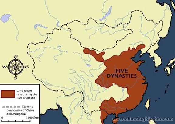 Five Dynasties Map - Ancient China Maps - China Highlights