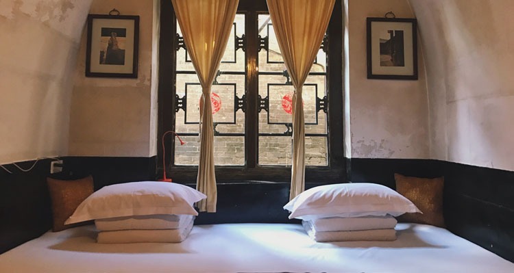 the hotel room with a window