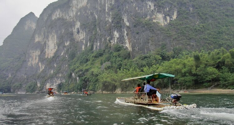 Take a motorized bamboo raft on the Li River