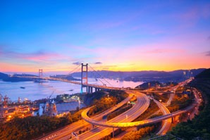 The sunset at Tsing Ma Bridge