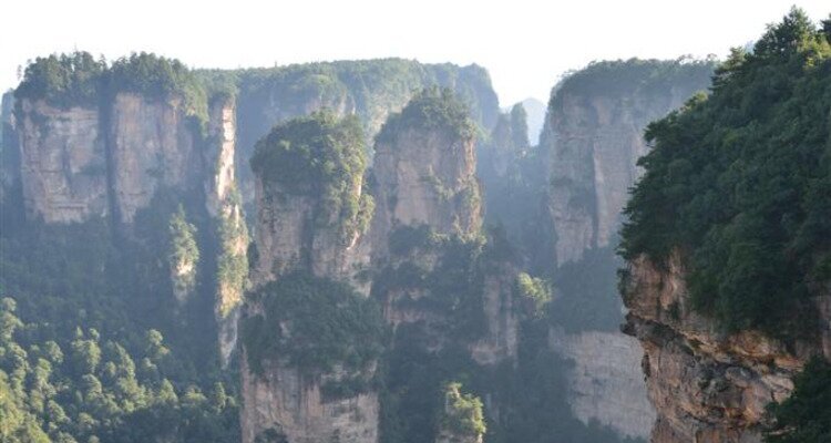 The Avatar Mountains in Zhangjiajie National Forest Park with Morning Mists