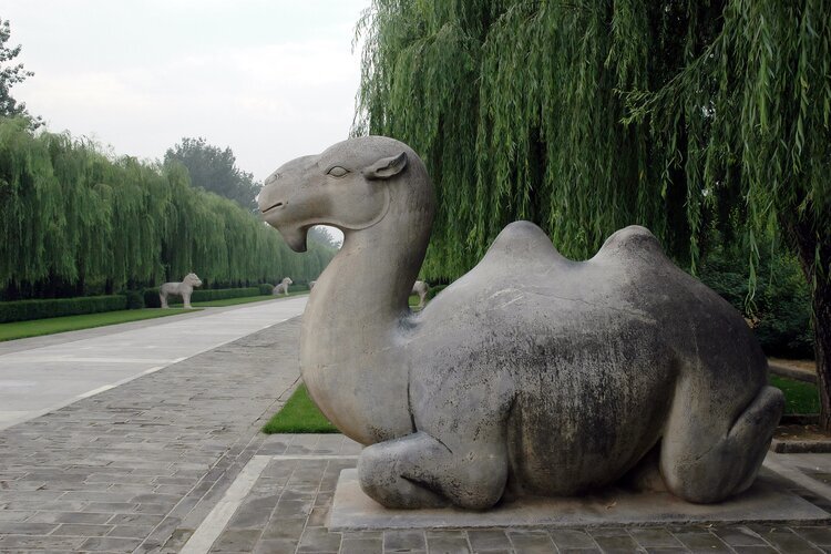 The animal statues on the Sacred Way