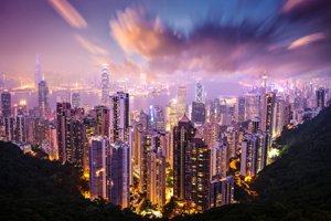 Bird's-eye view the city from the Victoria Peak