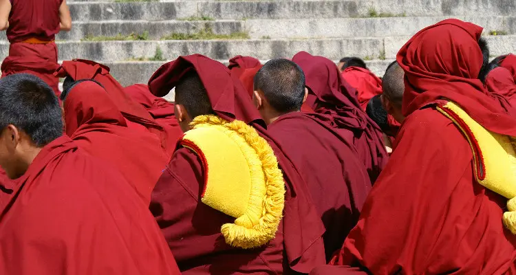 Tibetan monks with red dress