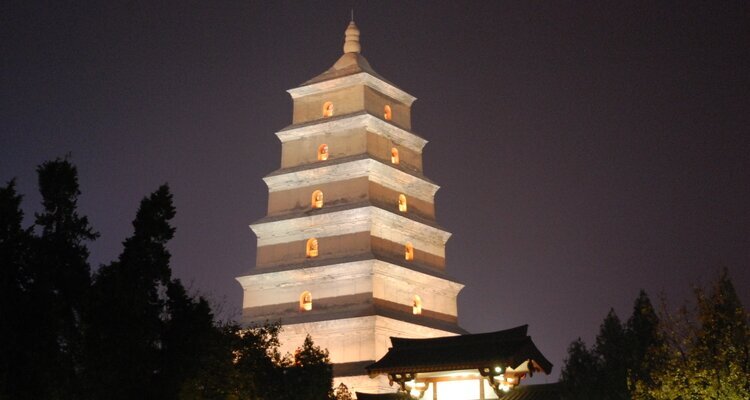 The Great Wild Goose Pagoda at night