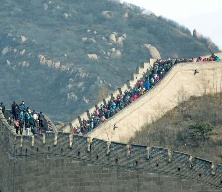 Pendant les jours fériés, Badaling est rempli de touristes.