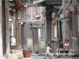 Old wooden houses in a Chinese village