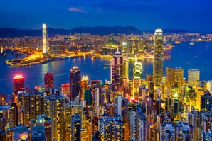 Night views of the Victoria Harbor 