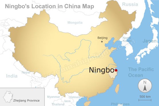 Localização de Ningbo no Mapa da China