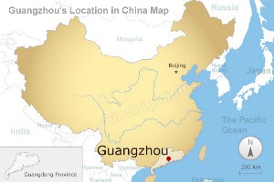 Guangzhou's location in China