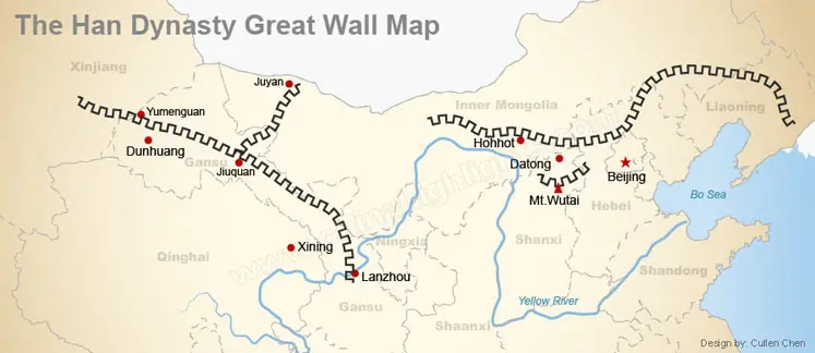 The Great Wall of Han Dynasty Map