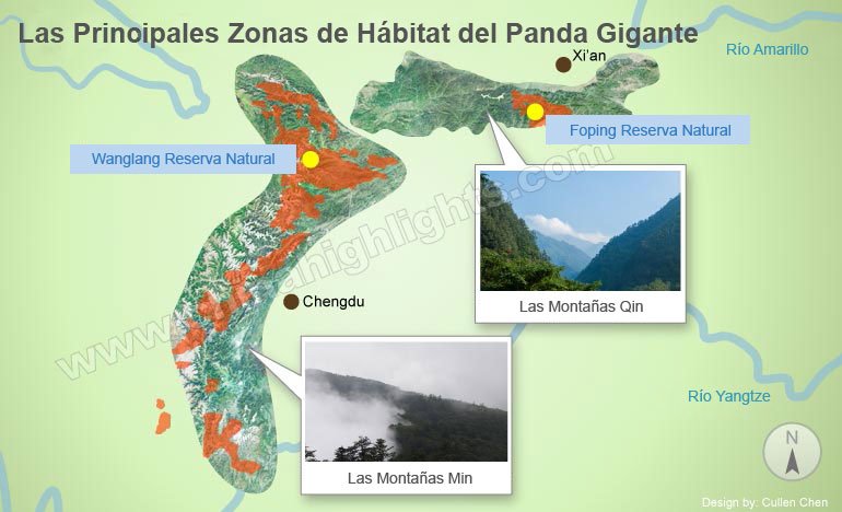 Las zonas principales donde vive el oso panda