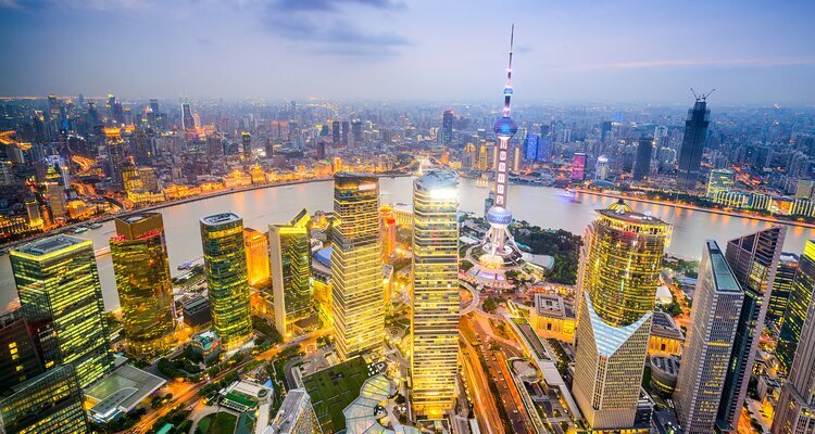 the bird's eyes view of Shanghai