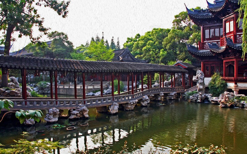 تصميم المناظر الطبيعية الصينية التقليدية