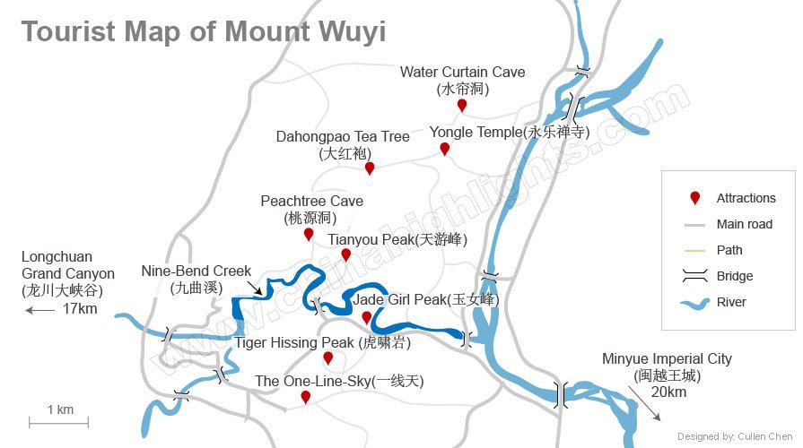 mapa turístico wuyishan