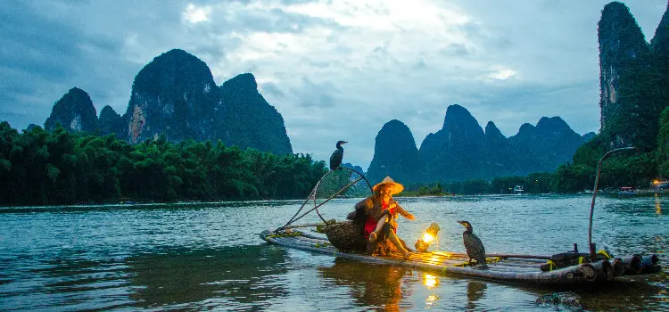 Li River Sunset and Fisherman