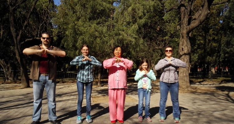 a morning excercise at the Temple of Heaven