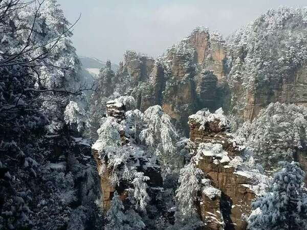 Zhangjiajie cubierto de nieve