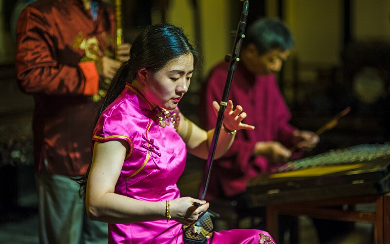 Enjoying the Chinese Zither Music - Wall Scroll