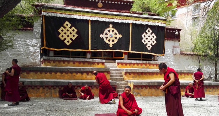 Monks debating at Sera Monastery