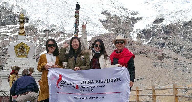 Taking photos in front of the glacier