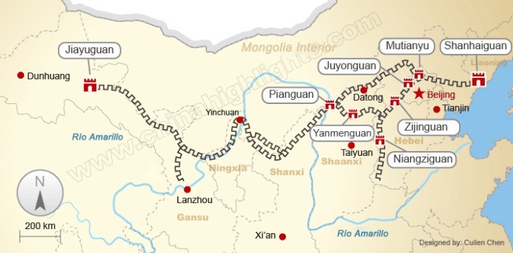 Map of the Ming Dynasty Great Walls