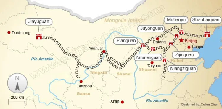 Map of the Ming Dynasty Great Walls
