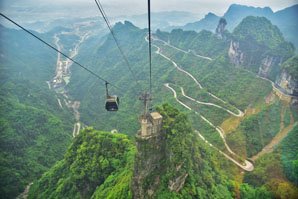 Tianmen Mountain Tianmen Mountains showing bends in the road